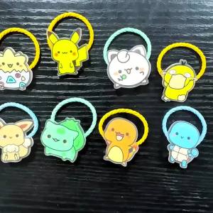 Bandai | Dây Buộc Tóc Pokemon Dành Cho Bé Gái Và Học Sinh Chất Liệu Mềm Mại Độ Đàn Hồi Cao Bền Dây Buộc Tóc Nhỏ Phụ Kiện Anime Dành Cho Tóc Đuôi Ngựa