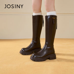 Josiny | Thick Sole Tall Black Boot Slim Appearance Suitable for Petite