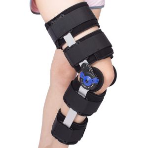 Hinged Knee Brace ROM Post Op Knee Immobilizer Adjustable Knee Immobilizer Support with Side Leg Stabilizers for Men and Women for Meniscus Tear Arthritis