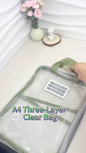 A4 Three-Layer Clear Bag L-Shaped File Bag Gift Tags Large Capacity Organizer Document Bag Students