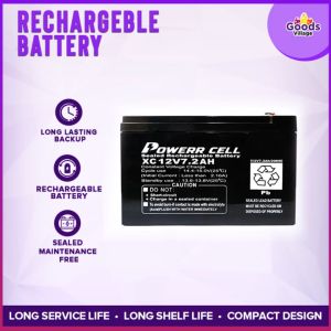 Goods Village 12V 7Ah Sealed Rechargeable Battery | Maintenance-Free Lead Acid Battery for UPS Emergency Light Alarm & Solar System