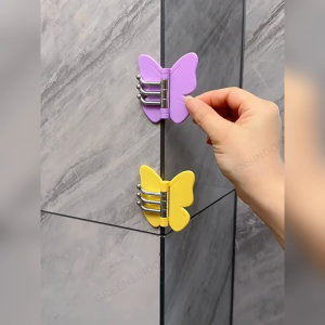 Rotatable Butterfly 3-Link Corner Sticky Hook No Drill Heavy Duty Bathroom Clothes Hook