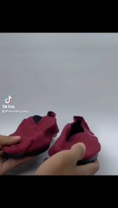 Sepatu Slip On Pria Wanita Selop Casual Kasual Shoes Santai Kain Tanpa Tali Anti Slip Merah Marun