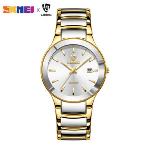 New Mens all-steel quartz watch Bracelet Waterproof Date Golden Wristwatches For Ladies Watch Clock