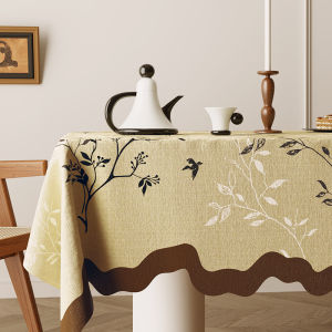 Vải Trải Bàn Phong Cách Trung Cổ Thoáng Khí Chống Thấm Nước Chống Cháy Không Cần Giặt Trang Trí Bàn Trà Bằng Vải