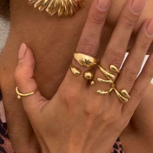 Ingemark 5 ชิ้น/เซ็ต 2025 ใหม่ไม่สม่ําเสมอ Water DROP เปิดแหวนผู้หญิงโลหะทองสีแหวนนิ้วมือเครื่องประดับอุปกรณ์เสริม