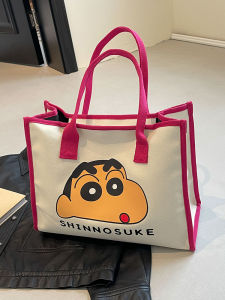 กระเป๋าผ้าใบผู้หญิงขนาดใหญ่ 2025 กระเป๋าถือลายการ์ตูนน่ารักสำหรับเดินทางในช่วงฤดูร้อนใหม่ อุปกรณ์การศึกษาของนักเรียนอินส์