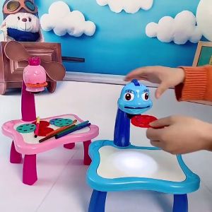 Children LED Painting Projector Toy Art Drawing Board Table Desk Educational Drawing Pad for Kids