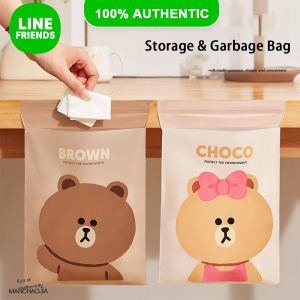 100% Authentic Line Friends Garbage Bag Suitable for Car Sticky Desktop Cleaning Bag Table Garbage Bag Cute Portable Household Disposable Plastic Bags LFB228