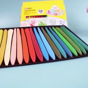 สีเทียนปลอดสารพิษ 12/18/24/36สี เด็กมือไม่สกปรกดินสอสีกราฟฟิตีภาพวาดสีน้ำมันแท่งสามเหลี่ยมล้างทำความสะอาดได้ดินสอสีพลาสต