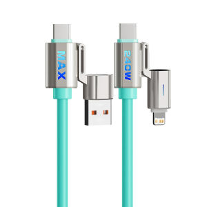 RGB 2 IN 2 PD USB Fast Charge Cable USB-L USB-C 4 IN 1 Mobile Phone Type-C Cable for iPhone 17 11 Xiaomi HUAWEI Samsung C-C C-L