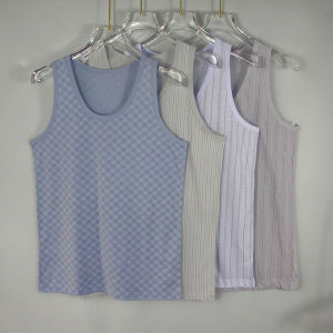 Outer Order Men Summer Thin Leisure Pajamas Two-Rib Vest K-style Loose Undershirt Sweat-Absorbent Breathable Bottoming Shirt