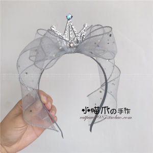 Original Handmade Pink Birthday Butterfly Knot Crown Veil Childrens Princess Hairband Headwear Gift Box for Girls