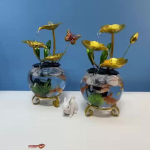 Mini desktop small fish tank desktop fountain relaxing decoration for front desk living room desk decoration gift