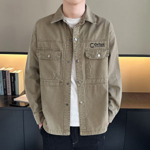 Retro Cowboy Jacket for Men Spring Autumn Youth Fashion Workwear Shirt
