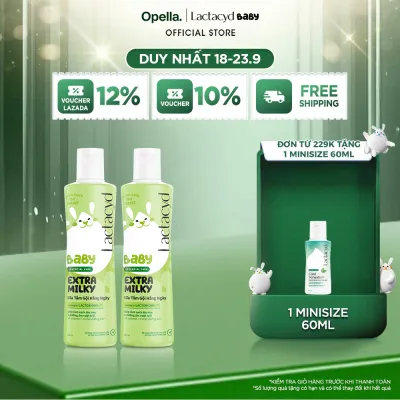Bộ 2 chai Sữa Tắm Gội Trẻ Em Lactacyd Baby Extra Milky Làm Sạch Dịu Nhẹ và Dưỡng Ẩm Vượt Trội 250ml/chai