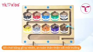 Đồ chơi bảng gỗ mê cung nam châm Montessori TILO KIDS giúp bé học tiếng Anh số đếm phân biệt màu sắc