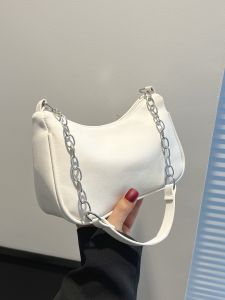 Fashionable Underarm Chain Shoulder Bag Womens Bag Stylish Compact Size Soft PU Leather Zipper Closure Casual Style