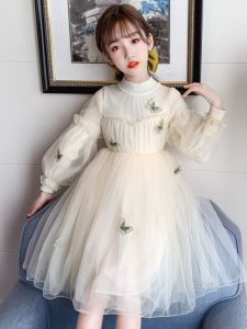 ชุดเดรสผ้าตาข่ายทรงพองสไตล์เจ้าหญิงสำหรับเด็กผู้หญิง ชุดฤดูใบไม้ผลิและฤดูใบไม้ร่วง ชุดเดรสแฟชั่นสำหรับเด็กวัยกลางคนและวัยโต
