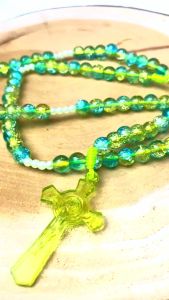 Kalung Rosario Batu Pecah Warna Hijau Cantik