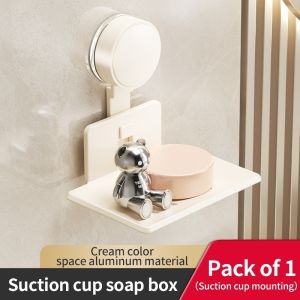 No Need To Drill Suction Cup Wall-mounted Soap Box Draining Soap Storage Rack Bathroom Balcony Washbasin Kitchen Storage Rack