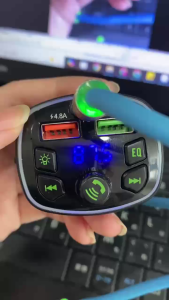 Tẩu Sạc Q7 4.8A Bluetooth Kiêm Máy Nghe Nhạc Mp3 Đài FM Hai Cổng USB Có Đèn Led Cho Ô Tô Xe Hơi