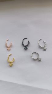 Fashion Crystal Stainless Steel Septum Hoop Clickers Nose Ring Women Tragus Cartilage Helix Piercing Hoop Earrings Jewelry