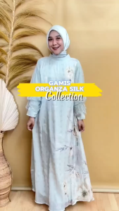 [ Nitaranz ] Gamis Rose Organza Silk Premium Set Hijab Kombinasi Brukat Chantily