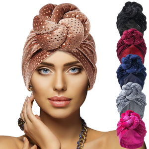 Bonnet For Women Cap Turban Folded Bud Exquisite Headscarf Casual Comfortable Fashion Versatile Warm Cross Hat Edge Wrinkle Lace