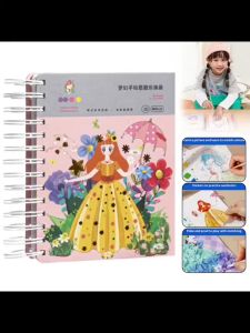 Reusable Handcraft Sticker Book Diy Stickers Hand-painted Coloring Creative Poking Poke Painting Girls Dress Up Toys Girl Gifts for 3+Ages
