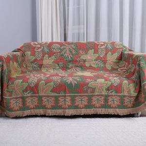 Export Export Oil Painting Style European Special Offer Thick Chenille Romantic Red and Green Two-Color Woven Cotton Blanket Chenille Sub Thickened Bedspread