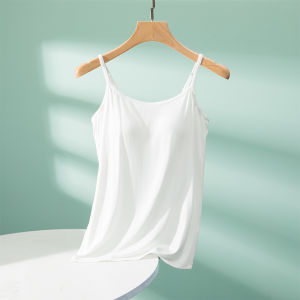 Modal Slim Shoulder Strap Long Camisole Bra with Shaping and Pads Plus Size