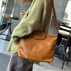BeeGreen Women Real Leather Shoulder Bag High Quality Dumpling Bag Plain Elegant Commuter Bag Casual Sling Bag