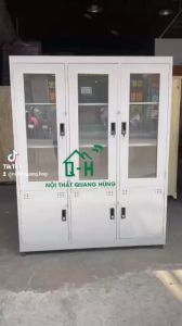 TỦ HỒ SƠ SẮT 3 CỬA KÍNH 3 CỬA SẮT SƠN TĨNH ĐIỆN CAO CẤP HCM