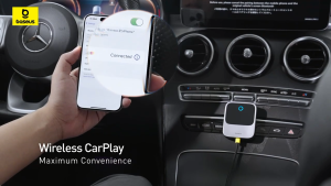 Baseus CarPlay Wireless Adapter for IOS Plug and Play CarPlay 5.0 Bluetooth WiFi Connection Wired to Wireless for iPhone