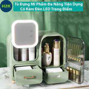 Tủ Đựng Mỹ Phẩm-Kệ Đựng Đồ Trang Sức Thông Minh Tiện Dụng Kèm Đèn LED Trang ĐiểmCó Chế Độ Sưởi Gương Sử Dụng Sạc TYPE-C