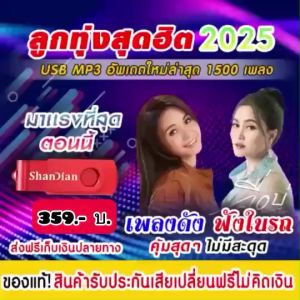 แฟลชไดร์ฟแท้ USB - MP3 รวมเพลงลูกทุ่งสุดฮิต 2025 คัดพิเศษ Top The Best ไว้ฟังในรถ 1500 เพลง