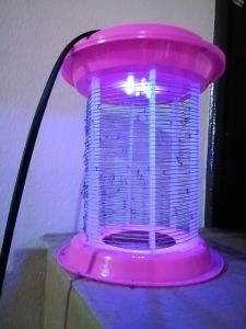 Electric Led Mosquito Killer Lamp Trap 3 Watts ON 24 Hours indoors Outdoors Catch Mosquito Flying Insects 2 Led Brighter 4 Smaller Led Dimmer Light