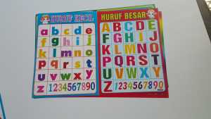 Poster dinding mainan edukasi anak belajar huruf angka dan Hijaiyah