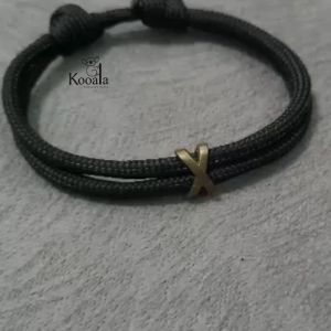 Gelang Simpel Paracord X Plat Minimalis Hitam fashion Pria Keren Casual Elegan Premium Terbaru