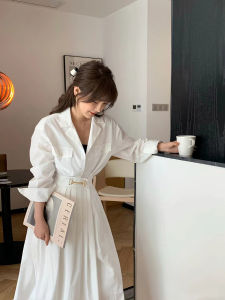 Liz Miss Elegant Collar Shirt Women Summer Metal Chain Pleated Skirt Fashion Set YUMOMO STAR Brand 25-35 Years Old Women