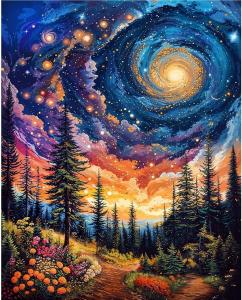 Kayou | Acrylic Paint By Numbers Abstract Forest Landscape Painting By Numbers on Canvas Coloring By Number for Adults Paint Digital Art