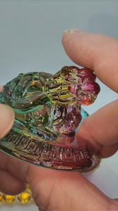 (SG Seller Ready Stocks) Glazed Glass (Liu Li) Dragon Turtle Guarding Yuan Bao Ornament Height 6+cm 琉璃彩色龙龟守元宝摆件 6+厘米