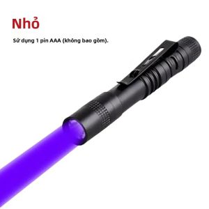 395nm Đèn Pin UV Di Động Đèn Pin Tia Cực Tím Có Kẹp Bút Ánh Sáng Tím Đèn LED Cho Thú Cưng Nước Tiểu & Bọ Cạp Phát Hiện Thân Nhôm Đen Chống Thấm Nước