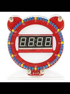 DIY Electronic Clock LED Digital Tube Bear Clock Electronic Kit Microcontroller Soldering Kit Creative Making Project with Cable