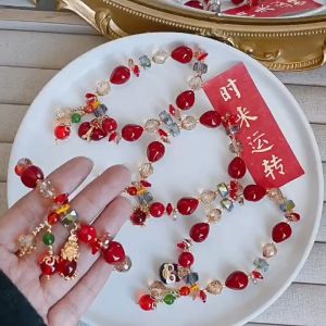 lucky pendant with swarovski and red coral gemstone bracelet for woman lucky charm bracelet 2025