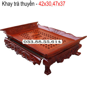 Khay trà thuyền gỗ hươngbàn trà cổ điển kê bày ấm chén phòng trà