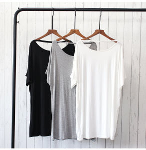 Váy Modal Mùa Hè Cho Nữ Dáng Rộng Dài Vừa Phải Màu Trơn Tay Ngắn Cổ Chữ V Váy Công Sở Thoải Mái Thoáng Khí