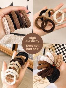 Internet Celebrity High Elastic Durable Rubber Band Female Hair-Binding Seamless Hairband Leather Cover Female Head Rope Thick and Durable Hair Rope Headdress
