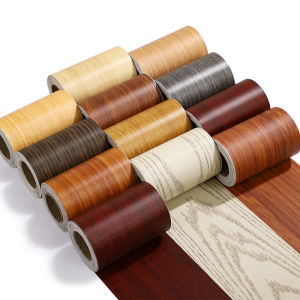 Self-Adhesive Wood Grain Floor Edge Stickers Furniture Repair Door Frame Renovation PVC Material Modern Simple Style Living Room Decoration